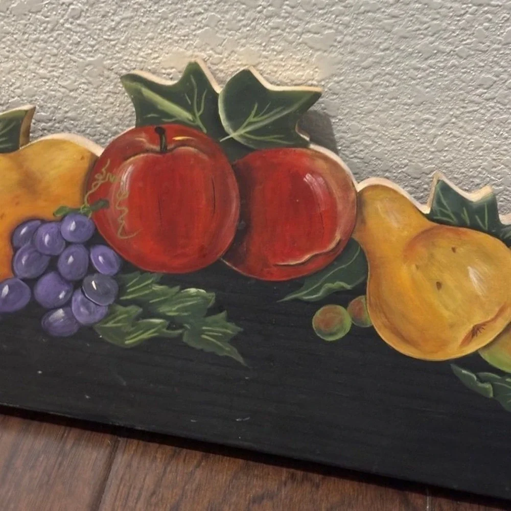 Vtg Hand Painted Fruit Wall Plaque 33.5